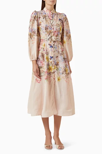 Floral-print Belted Dress