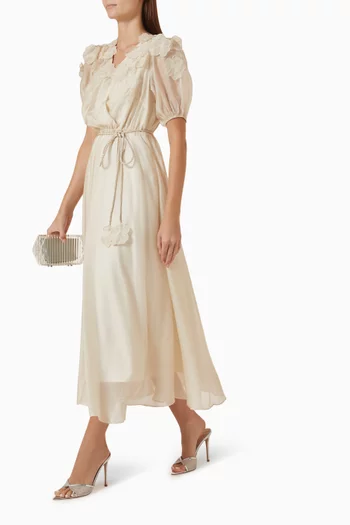 Embroidered Belted Dress