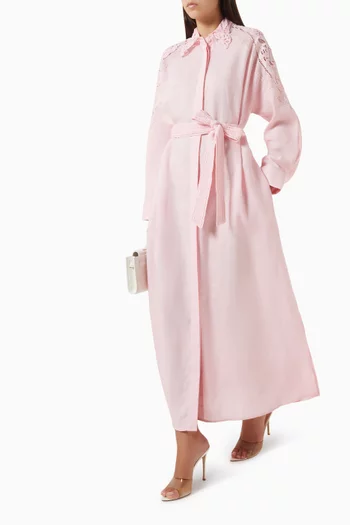 Embroidered Belted Dress