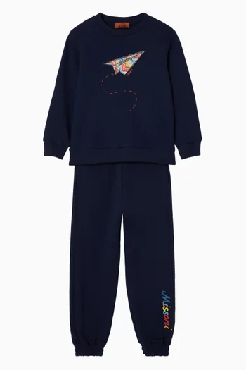 Plane Logo Sweatshirt & Sweatpants Set in Cotton