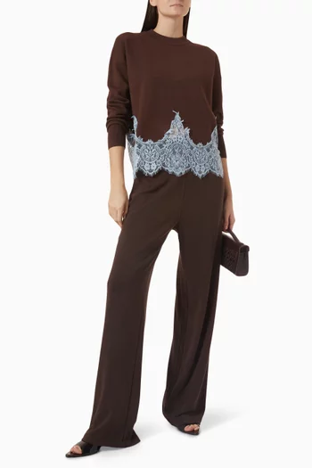 Lace-trim Knit Sweater in Viscose Blend