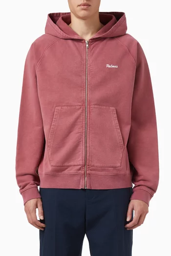 Logo Zip Hooded Sweatshirt in Cotton