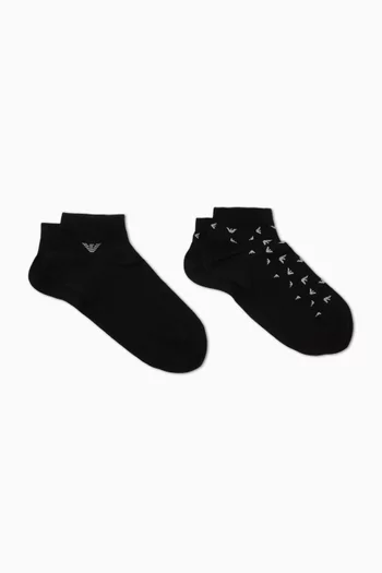 Logo Ankle Socks in Cotton-blend, Set of 2