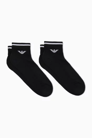 Basic Logo Ankle Socks in Terrycloth, Set of 2