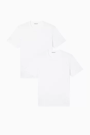 Crewneck T-shirt in Stretch Cotton, Set of 2