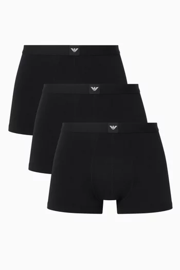 Logo Label Trunks in Cotton Jersey, Set of 3