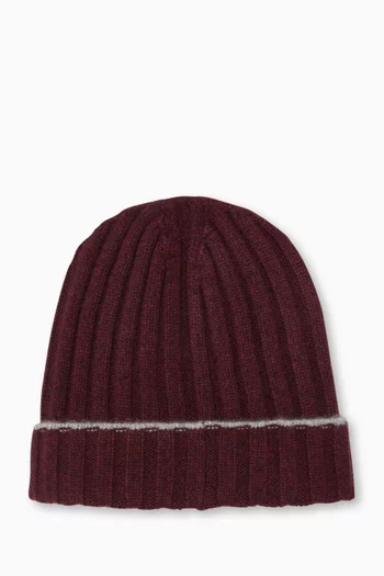 Rib-knit Beanie in Cashmere