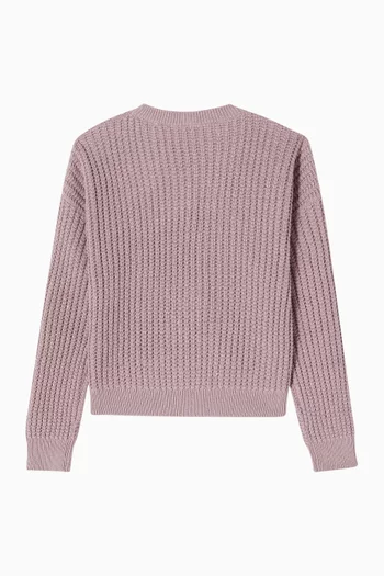 Diamond-yarn Sweater in Cotton Blend