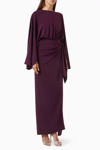 Delphina Gathered Maxi Dress in Satin