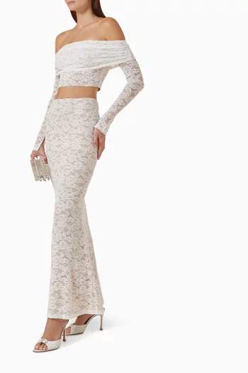 Virena Bardot Cropped Top in Lace