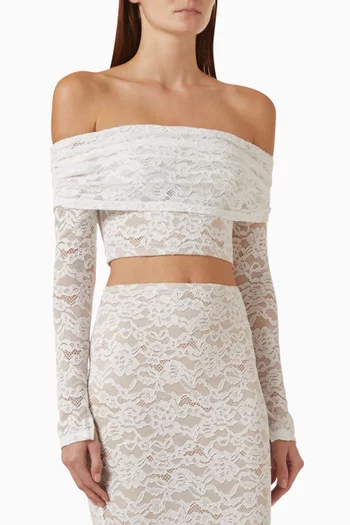 Virena Bardot Cropped Top in Lace