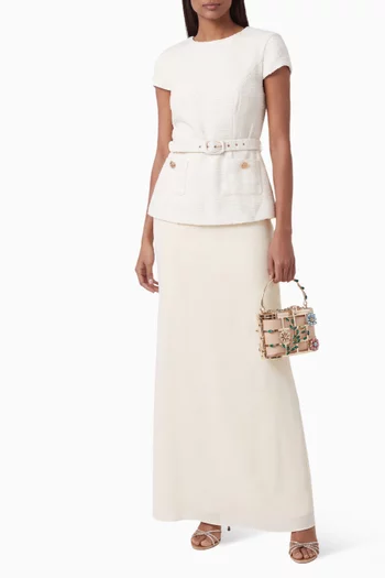 Whispera Crewneck Maxi Dress in Bouclé