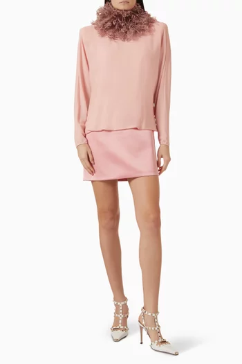 Feathers Short Dress in Georgette