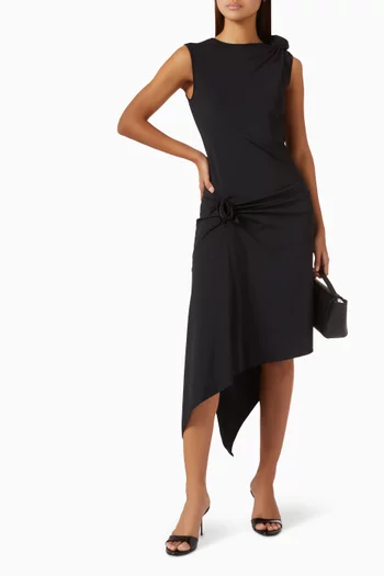 Draped Flower Dress in Technical Jersey
