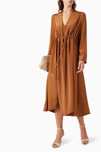 Drawstring-waist Dress in Silk Crepe de Chine