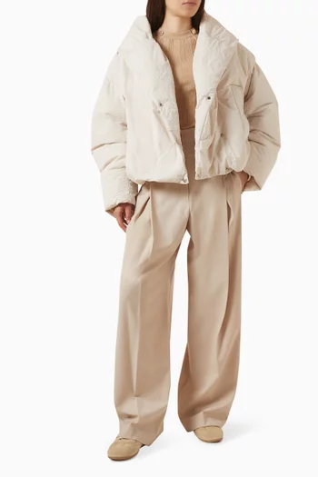Curved-leg Pants in Virgin Wool Blend