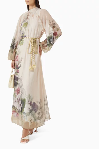 Olive Belted Dress in Chiffon