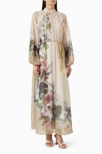 Olive Belted Dress in Chiffon