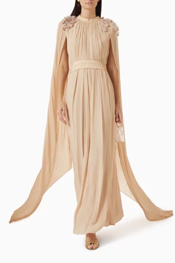 Eliora Cape Dress in Viscose Georgette