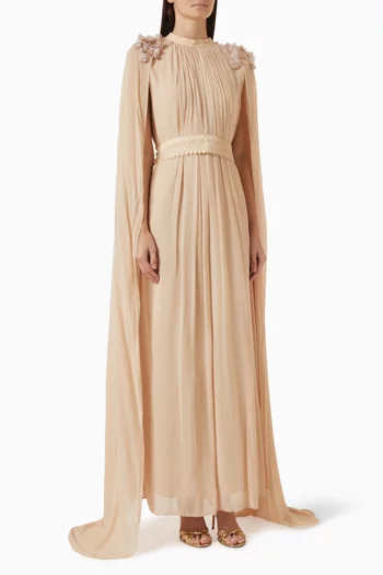 Eliora Cape Dress in Viscose Georgette