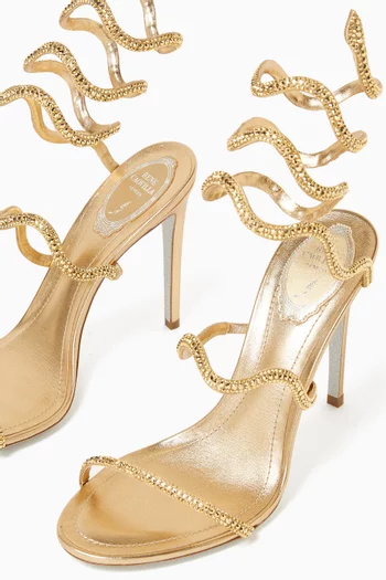 Crystal-embellished 105 Sandals in Metallic Leather