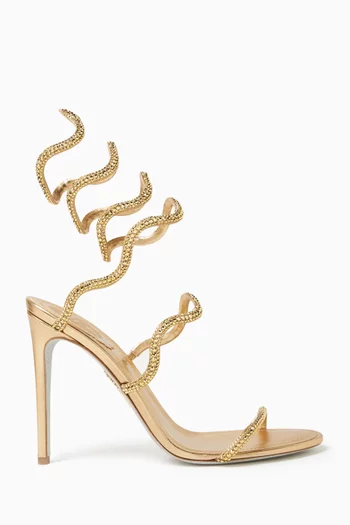 Crystal-embellished 105 Sandals in Metallic Leather