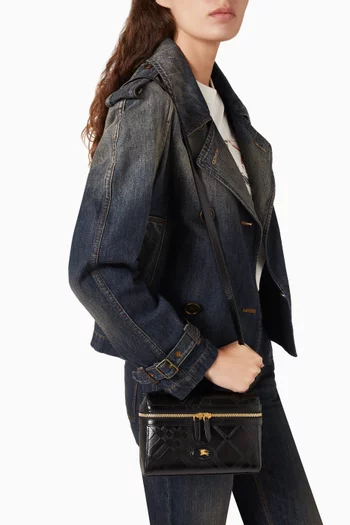 Bloomsbury Check-embossed Vanity Bag in Calf Leather