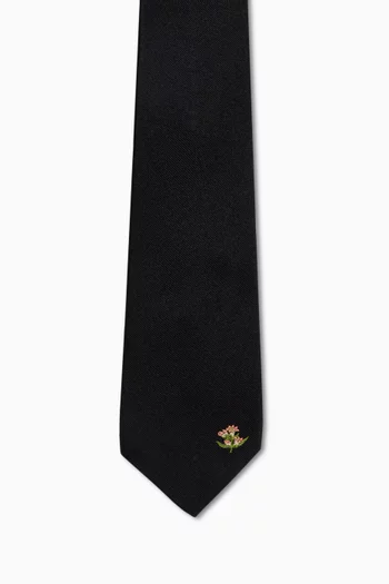 Floral-print Tie in Silk