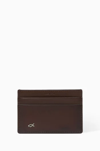 Motif-detail Card Holder in Leather