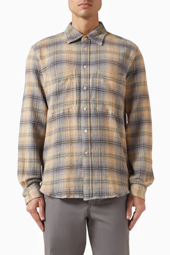 Crinkle Check Shirt in Cotton & Cashmere