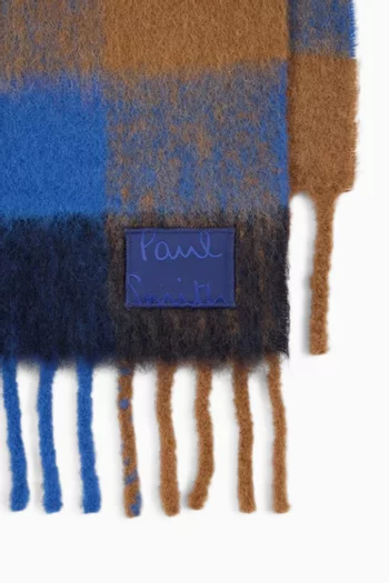 Fringed Plaid Scarf in Alpaca-blend