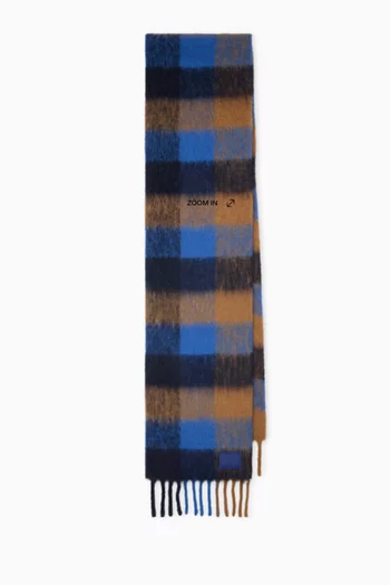 Fringed Plaid Scarf in Alpaca-blend