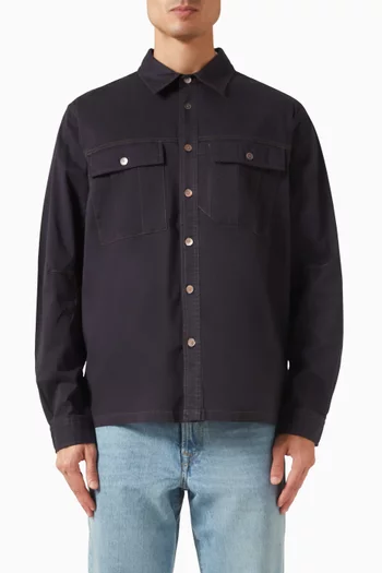 Patch-pocket Overshirt in Cotton Sateen