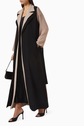 Contrast-panel Abaya in Italian Crepe