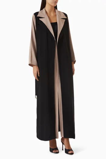 Contrast-panel Abaya in Italian Crepe