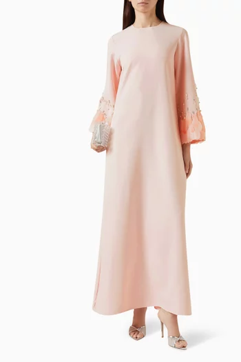 Feather-embellished Maxi Dress