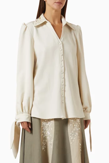 El Yazi Embellished-collar Blouse