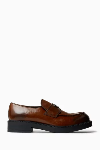 Logo Loafers in Aged Leather