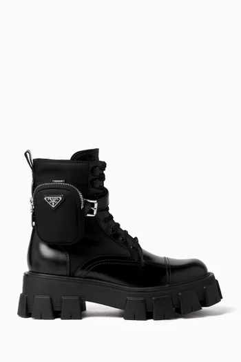 Monolith Booties in Leather & Re-Nylon