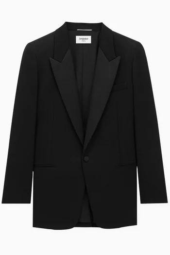 Double-breasted Tuxedo Jacket in Grain de Poudre Wool