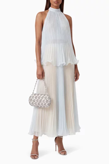 Tie-neck Pleated Dress