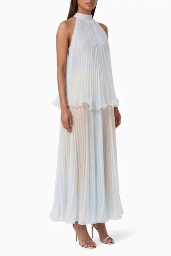 Tie-neck Pleated Dress