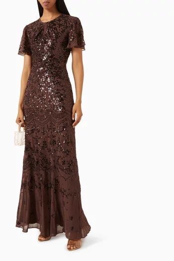 Freya Sequin Gown in Georgette