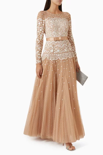 Gilded Lace Gown in Tulle