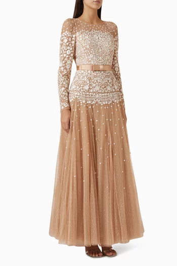 Gilded Lace Gown in Tulle