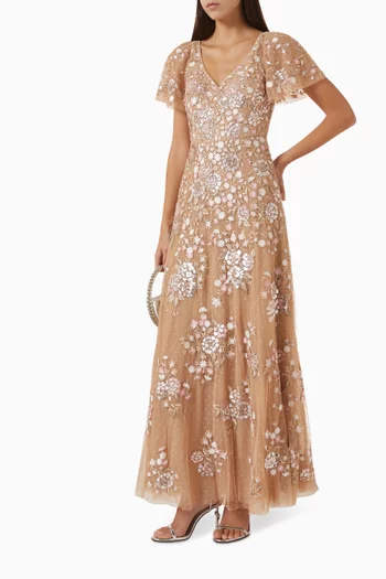 Palace Garden Floral Sequin Gown