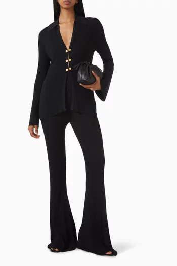 Kaye Ribbed Collared Cardigan