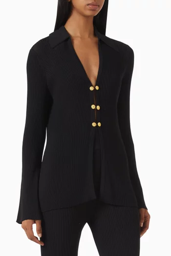 Kaye Ribbed Collared Cardigan