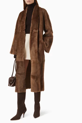 Davos Robe Coat in Lambskin Shearling