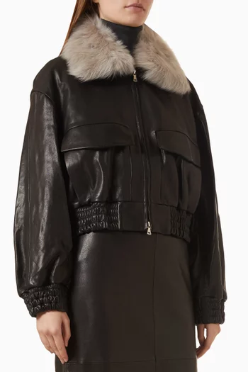 Ellery Aviator Bomber Jacket in Leather